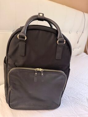 Lo & Sons Black Nylon Backpack with Gold Hardware